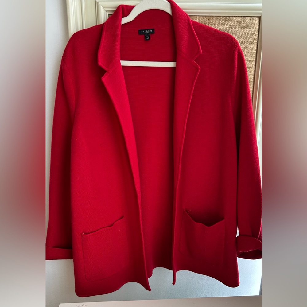 Talbots Red Blazer Classic Tailored Wool Blend
